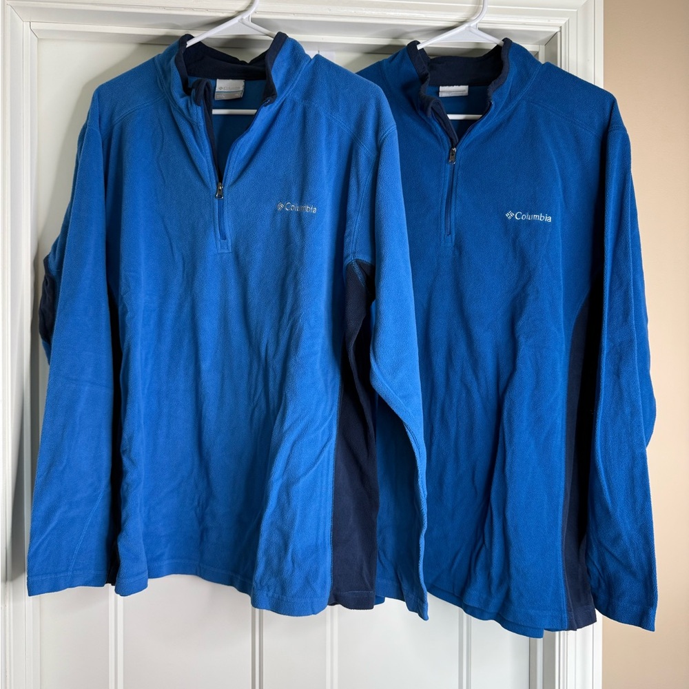 Men"s Columbia Blue 1/4 Zip Fleece Pullover Size XL Bundle